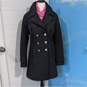 Ivanka Trump Black Quilted Double-Breasted Coat